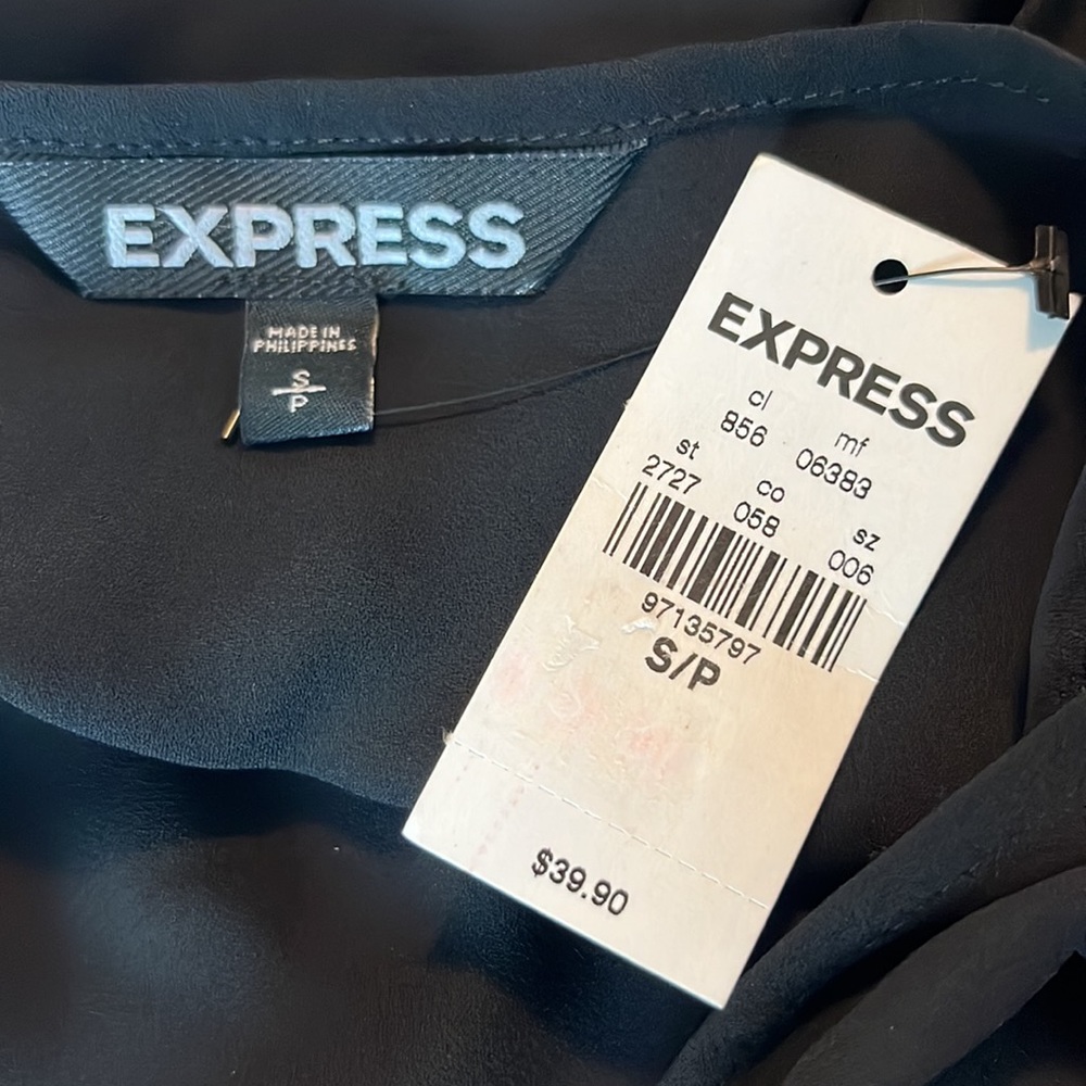 Express Tie Back Black Lightweight Sleeveless Top - Picture 6 of 7